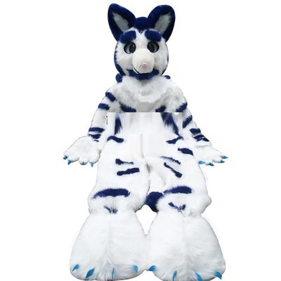 FurryMascot Kemono Eyes WHITE BLUE Fursuit Fullsuit Teen Costumes Full Furry Husky Wolf Dog Fox Cat Suit Furries Anime Costume (XXL)
