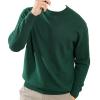 Kaxiya2021 Men's V-Neck Sweater Long-Sleeved Solid Color Pullover Knit Top Wool Blend Round Neck Thicken Business Outer Wear Top (Dark Green,X-Large) view 1