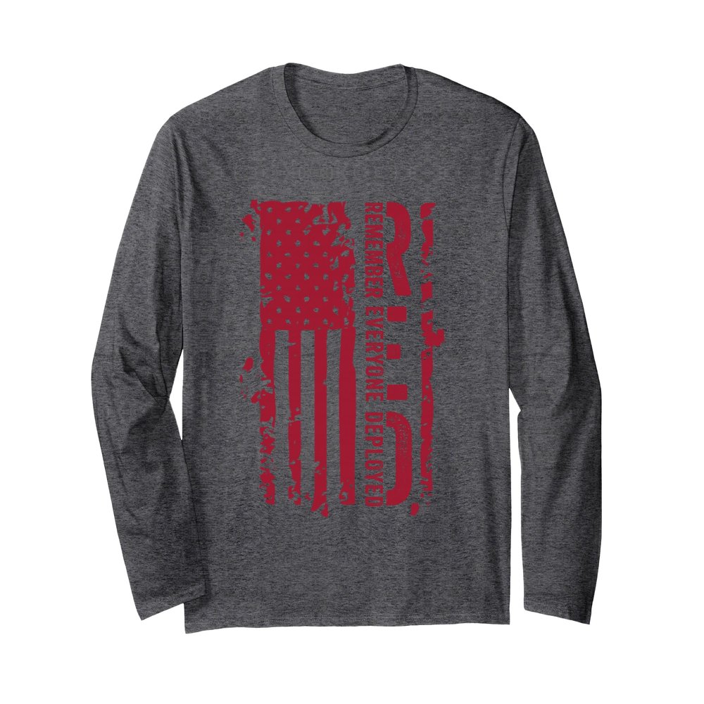 RED, Remember Everyone Deployed, Red Distressed Flag Long Sleeve T-Shirt