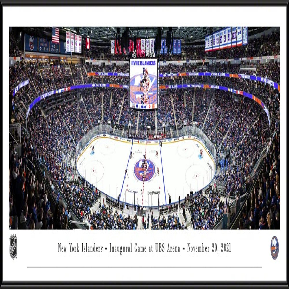 New York Islanders - Inaugural Game at UBS Arena - 40.25x13.75-inch Standard Framed Print by Blakeway Panoramas