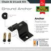 Burg-Wachter Wachter 1.5M Sold Secure Gold Bike Chain, Lock and Ground Anchor Kit Black view 4