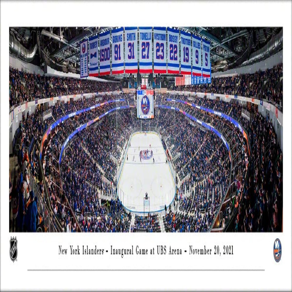 New York Islanders, End Ice - Inaugural Game at UBS Arena - Unframed 40 x 13.5 Poster by Blakeway Panoramas