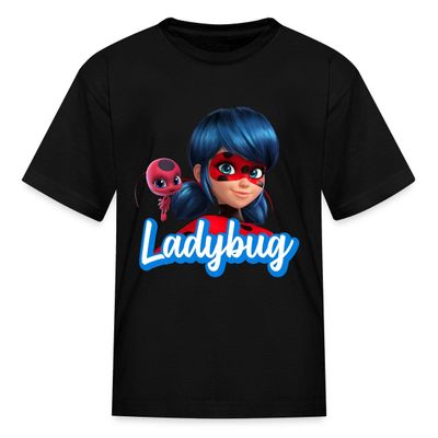 Spreadshirt Miraculous Merchandise Ladybug Friends with Tikki Kid's T-Shirt, L, Black