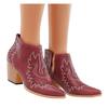 Bcshiye Women Ankle Boots Casual Pointed Toe Chunky Low Heel Zipper Western Boots Cutout Vintage Embroidery Shorts Booties view 1