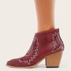 Bcshiye Women Ankle Boots Casual Pointed Toe Chunky Low Heel Zipper Western Boots Cutout Vintage Embroidery Shorts Booties view 4
