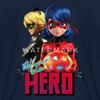 Spreadshirt Miraculous Merchandise Be Your Own Hero Ladybug Cat Noir Kid's T-Shirt, M, Navy view 2