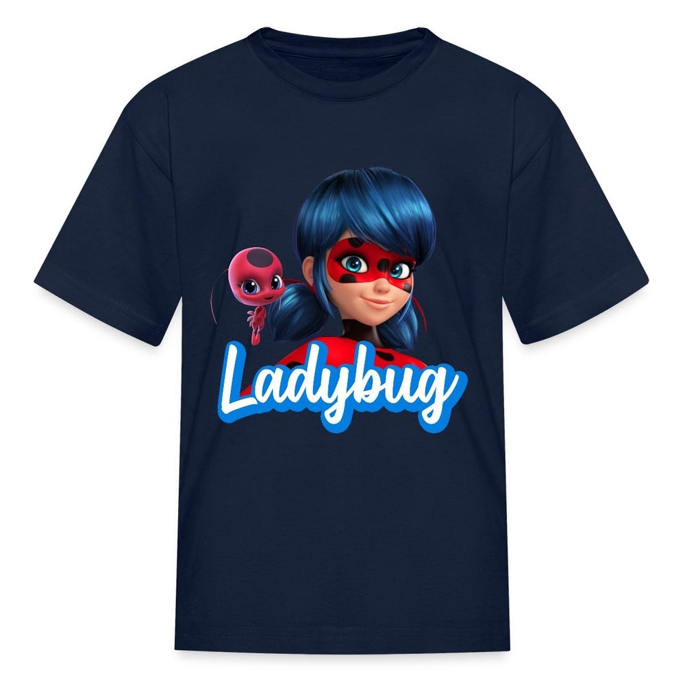 Spreadshirt Miraculous Merchandise Ladybug Friends with Tikki Kid's T-Shirt, M, Navy