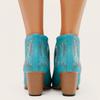 Bcshiye Women Ankle Boots Casual Pointed Toe Chunky Low Heel Zipper Western Boots Cutout Vintage Embroidery Shorts Booties view 2