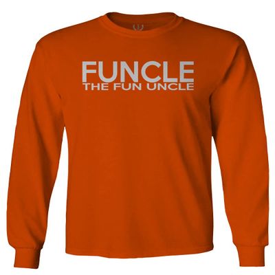 0432. The Fun Best Uncle Funny Definition Funcle Men's Long Sleeve t Shirt (Orange Small)