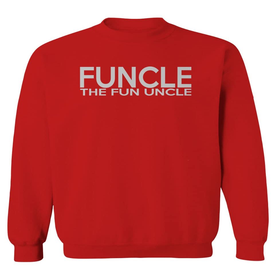 0432. The Fun Best Uncle Funny Definition Funcle Men's Crewneck Sweatshirt (Red, Medium)