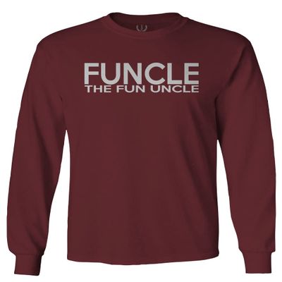 0432. The Fun Best Uncle Funny Definition Funcle Men's Long Sleeve t Shirt (Maroon Small)