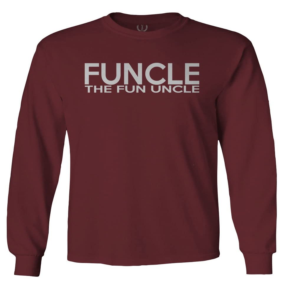 0432. The Fun Best Uncle Funny Definition Funcle Men's Long Sleeve t Shirt (Maroon Small)