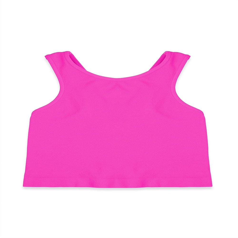Kurve Premium Girls Seamless Supersoft Sleeveless Crop Tank Top - Stretchy Bra, UV UPF 50+ (Made in USA), Neon Fuschia, 4 Years-8 Years