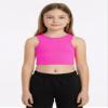 Kurve Premium Girls Seamless Supersoft Sleeveless Crop Tank Top - Stretchy Bra, UV UPF 50+ (Made in USA), Neon Fuschia, 4 Years-8 Years view 2