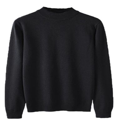 Men's Half Turtleneck Pullover Casual Simple Long Sleeve Ribbed Sweater Loose Solid Color Knitted Warm Basic Style (black,XX-Large)