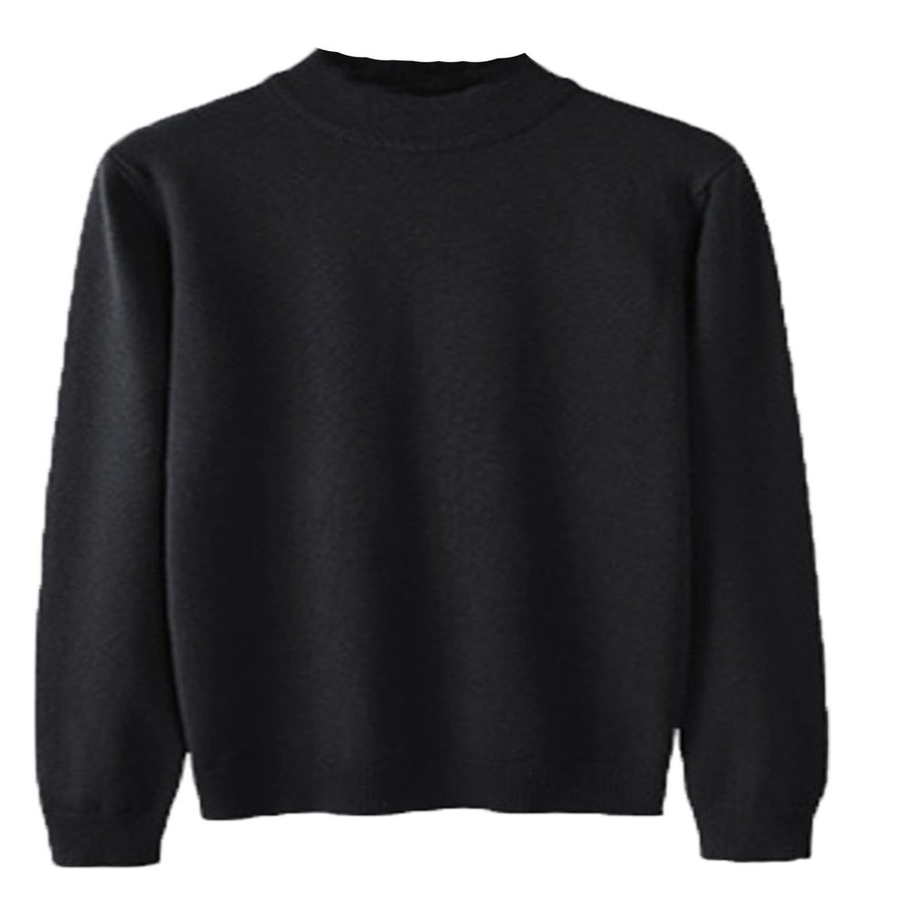 Men's Half Turtleneck Pullover Casual Simple Long Sleeve Ribbed Sweater Loose Solid Color Knitted Warm Basic Style (black,XX-Large)