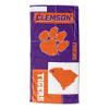 Northwest NCAA State Line Beach Towel, 30x60, Clemson Tigers view 1