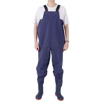 Breathable PVC Waterproof Chest Waders with Pockets, Lightweight Wading Boots for Fishing & Hunting, Seam Sealed (Color : Blue, Size : US10.5/EU43/UK9.5)