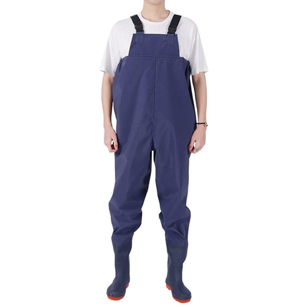 Breathable PVC Waterproof Chest Waders with Pockets, Lightweight Wading Boots for Fishing & Hunting, Seam Sealed (Color : Blue, Size : US10.5/EU43/UK9.5)