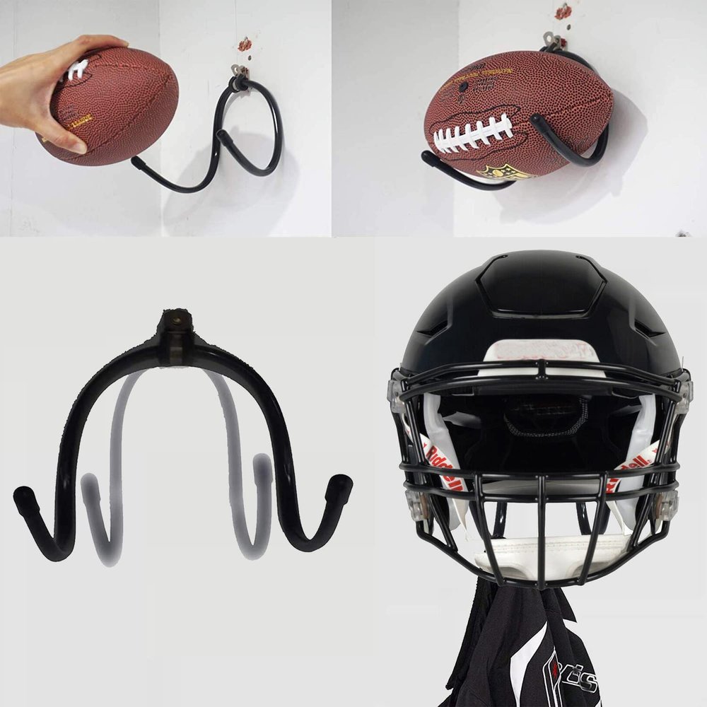 AUXPhome Football Wall Mount - Adjustable W Claw Shape Storage Organizer - Great for Helmet, Coats, Hats & Sports Equipment Holder - Home Decor