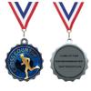 Express Medals Custom Cross Country Silver Medal Trophy Award with Neck Ribbon & Attached Engraved Plate on Back LAZD214-EG20 1PK view 1