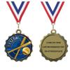 Express Medals Custom Baseball Gold Medal Trophy Award with Neck Ribbon & Attached Engraved Plate on Back LAZD214-EG10 10PK view 1