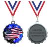Express Medals Custom American Flag Silver Medal Trophy Award with Neck Ribbon & Attached Engraved Plate on Back LAZD214-FCL570 50PK view 1