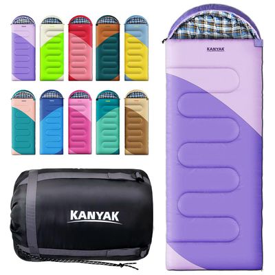 KANYAK Water-Resistant Portable Purple Sleeping Bag for Adults Teens and Kids, Perfect Outdoor Companion for 3-4 Season HikingHuntingCamping and Backpacking