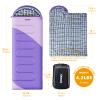 KANYAK Water-Resistant Portable Purple Sleeping Bag for Adults Teens and Kids, Perfect Outdoor Companion for 3-4 Season HikingHuntingCamping and Backpacking view 2