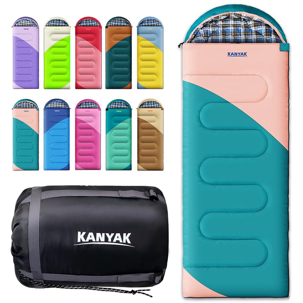KANYAK Camping 32 Sleeping Bags for Adults Kids Teens Cold Weather Warm Sleeping Bag Winter for 3-4 Season Camping, Camping Gear Equipment, Traveling, and Outdoors