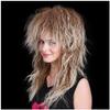 FantaLoonk Long Brown Gradient Blonde Wave 80s Wig 70s Halloween Mullet Cosplay Wig for Women view 2