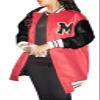 Qikaka Women's Long Sleeve Printed Paneled Button Bomber Baggy Baseball Jacket Coat Outerwear Red view 2