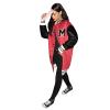 Qikaka Women's Long Sleeve Printed Paneled Button Bomber Baggy Baseball Jacket Coat Outerwear Red view 4