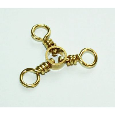 12 Pck Brass Three Way Swivels 3-Way Size #1