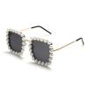 COTIA/Women's Square Crystal Pearl Sunglasses Shine Style Diamond UV400 Protection Sun Glasses (gray) view 1