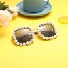 COTIA/Women's Square Crystal Pearl Sunglasses Shine Style Diamond UV400 Protection Sun Glasses (gray) view 3