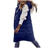 Women Sleeveless Long Coat With Hood, Winter Padded Vest, Warm Zipper Open Jacket With Hood, Women Long Vest Casual Outdoor Coat (Color : Dark blue, Size : 4X-Large) view 1