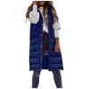 Women Sleeveless Long Coat With Hood, Winter Padded Vest, Warm Zipper Open Jacket With Hood, Women Long Vest Casual Outdoor Coat (Color : Dark blue, Size : 4X-Large) view 2
