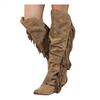 Bcshiye Women's Knee High Boots Casual Over The Knee Retro Tassel Moccasin Square Low Heel Zipper Western Long Booties view 1