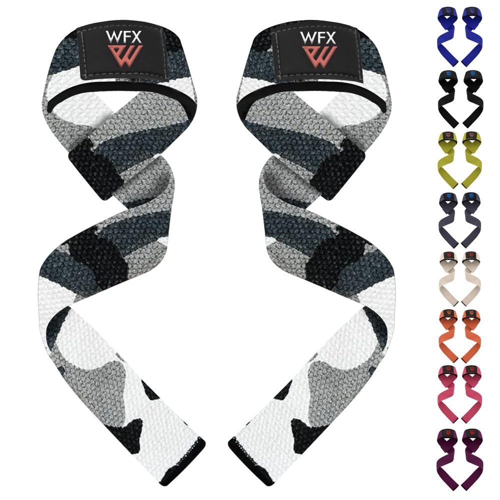 Weight Lifting Straps Wrist Support Padded Neoprene Gym Cross Training Hand Bar weightlifting Straps Fitness Bodybuilding Power Exercise Grips Deadlift Men Women (Gray Camo)