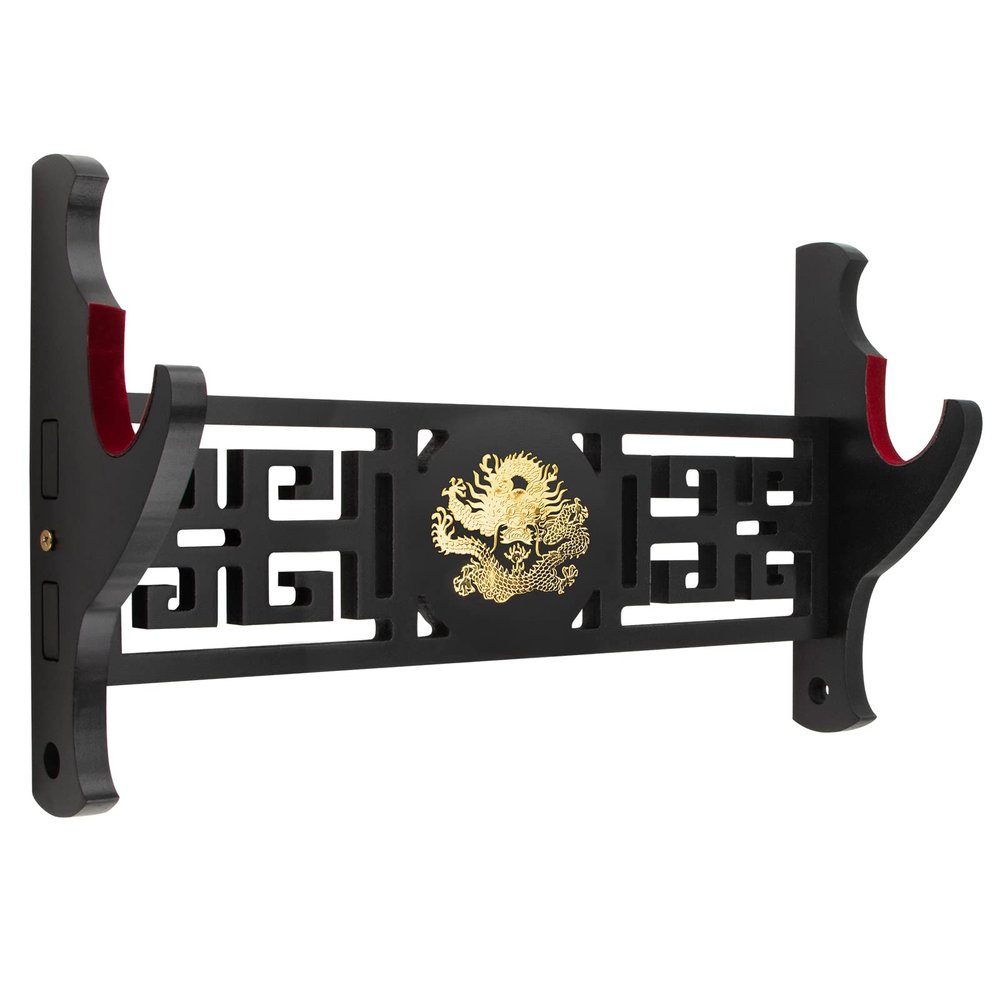 Ekkhysis Loong Sword Wall Mount 1-Tier Velvet Padded Hook Katana Holder Display Hanger for Tanto Samurai Sword,Rapier Lightsaber,Cosplay Blade Tanjirou Demon Slayer Weapon Stand