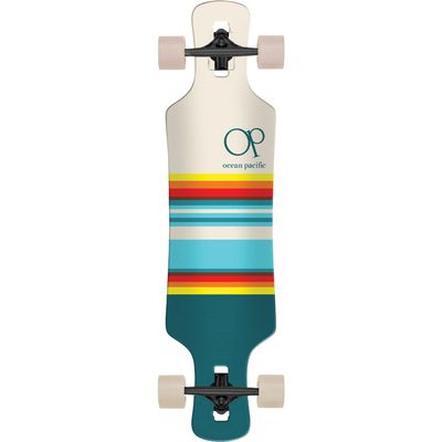 Ocean Pacific Swell Drop Through Complete Skateboard -9x36 White/Teal