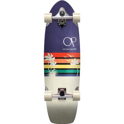 Ocean Pacific Sunset Surfskate Complete Skateboard -9.75x33 Navy/White