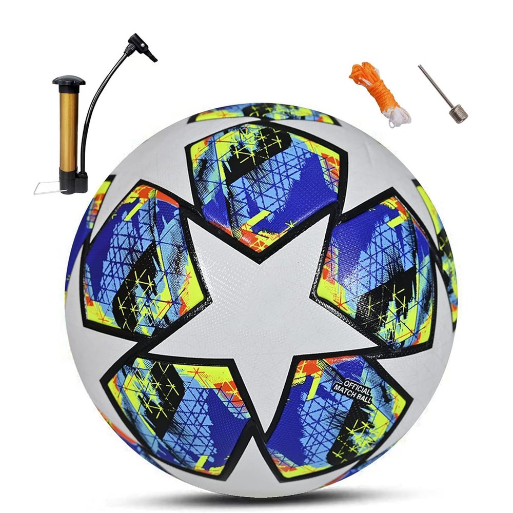 Soccer Ball Size 5 for Youth and Adults,Indoor Training Practice Soccer Ball,RNNTK Thermal Bonded Waterproof PU Match-Quality Training Ball with 1 Pump 1 Net Bag and 1 Needle Football