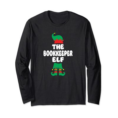Bookkeeper Elf Matching Family Christmas Group Funny Pajama Long Sleeve T-Shirt