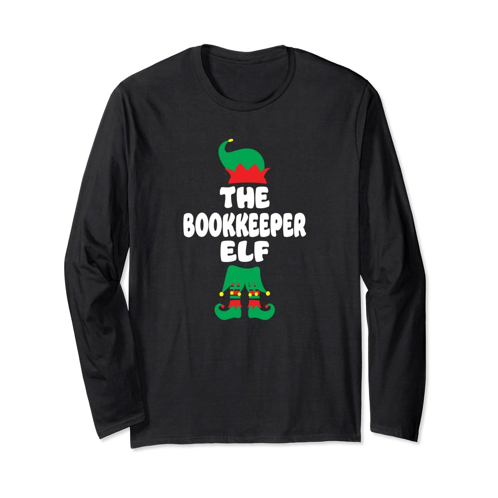 Bookkeeper Elf Matching Family Christmas Group Funny Pajama Long Sleeve T-Shirt