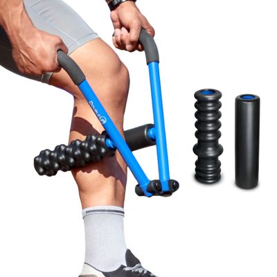 DoubleUP Roller D4 Leg & Arm Massager, Metal Frame + 4 Rollers, Blue
