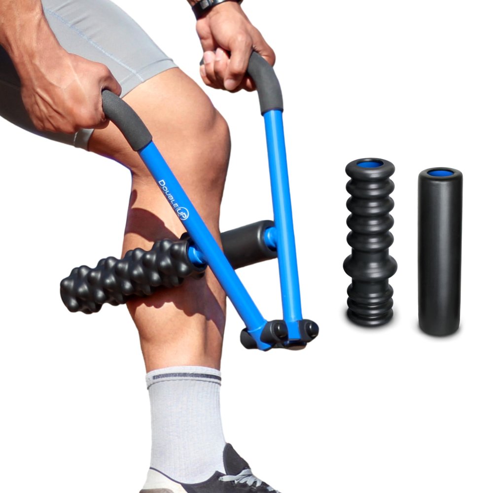 DoubleUP Roller D4 Leg & Arm Massager, Metal Frame + 4 Rollers, Blue