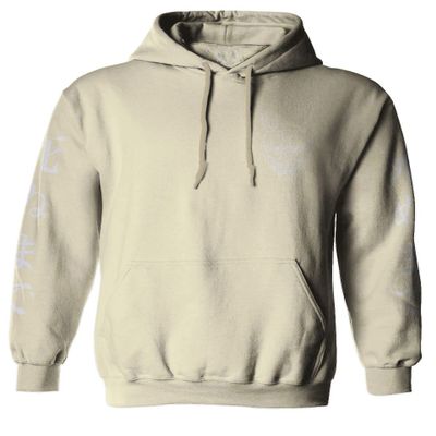 0433. White Demon Hannya Graphic Traditional Japanese Till Death Society Anime Sweatshirt Pullover Hoodie (Beige, Small)