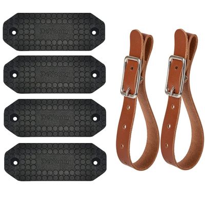 DeYoungArbeit Gun Magnet 46lbs 4-Pack + Leather Hanging Strips 1-Pair Gun Rack Wall Mount Display
